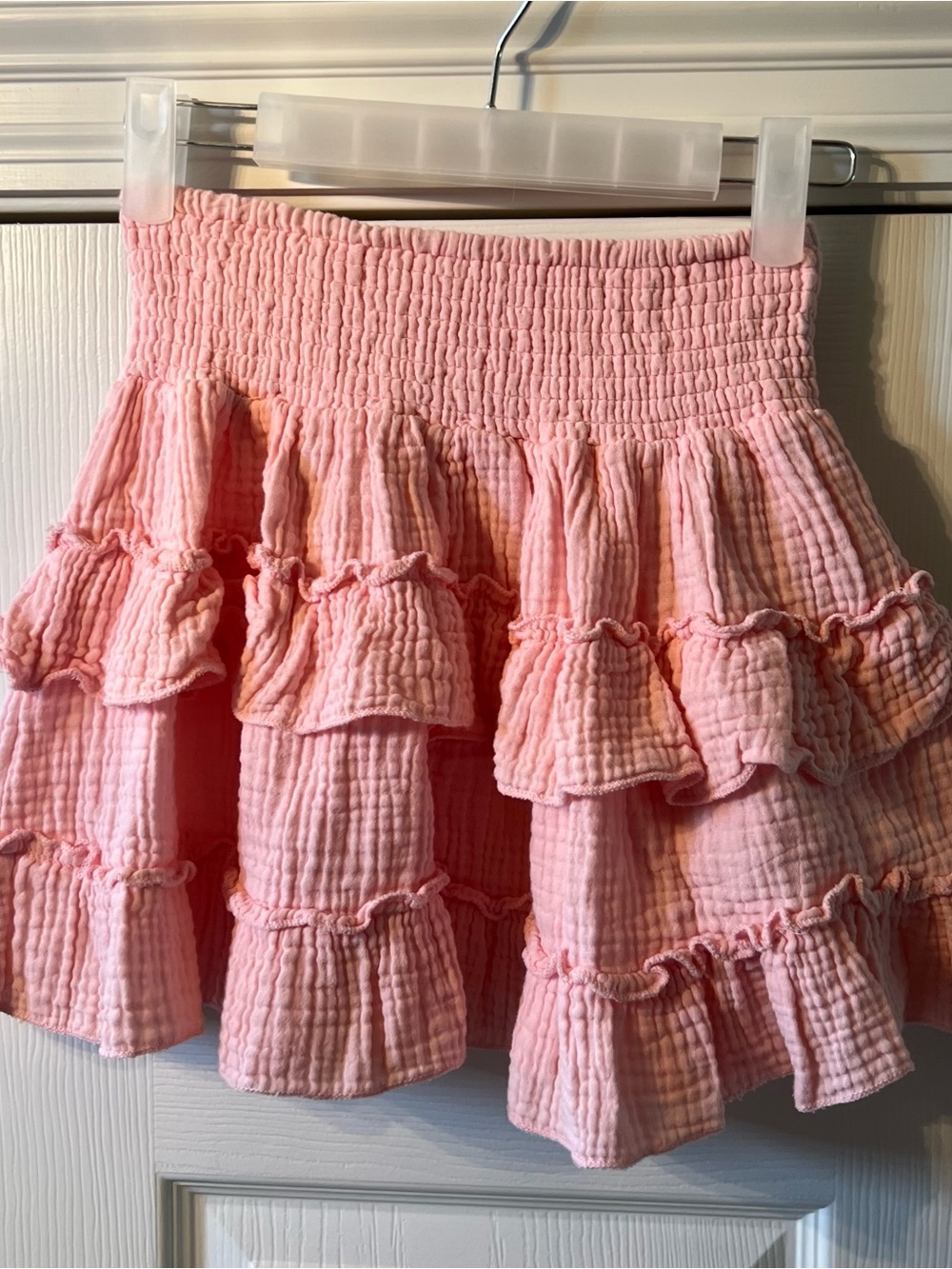 Ocean Drive Pink Smocked Ruffle Mini Skirt
